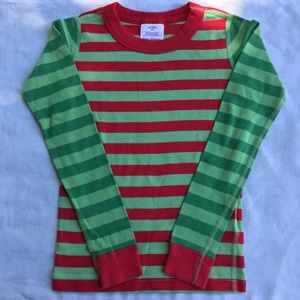 Hanna Andersson 130cm 8 green red striped organic cotton pajama top